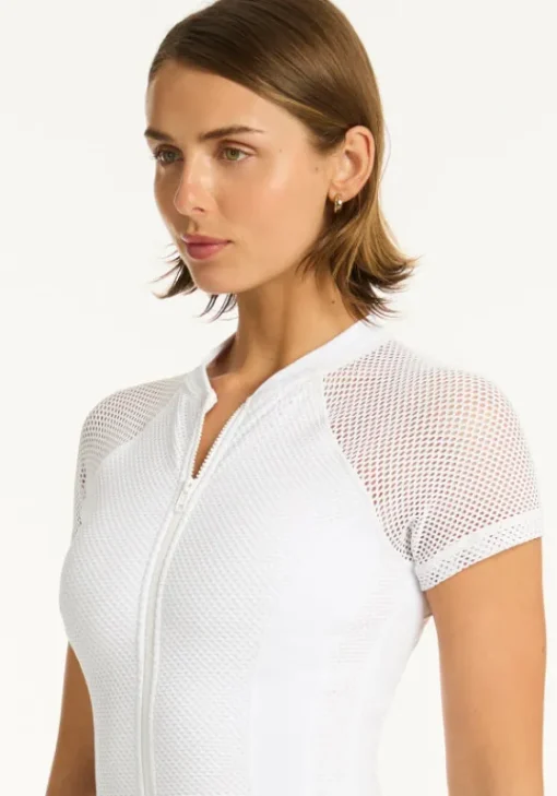 Online Sea Level Drift Short Sleeve Swimsuit