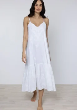 Best Juliet Dunn Embroidered V Neck Dress White