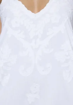 Best Juliet Dunn Embroidered V Neck Dress White