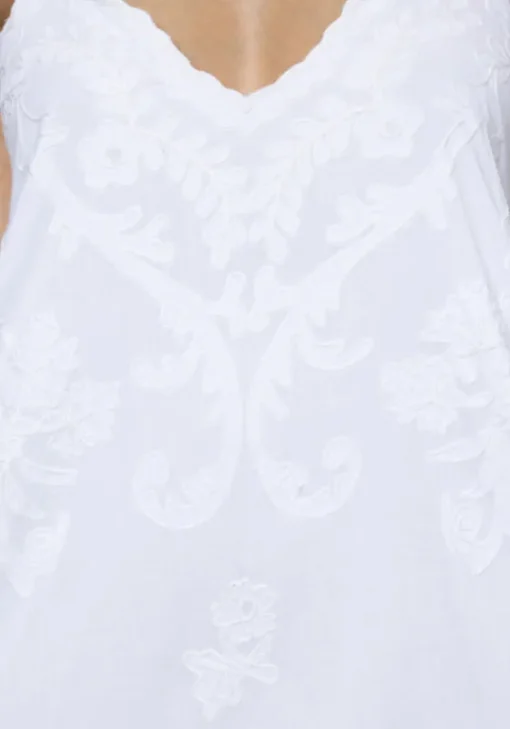 Best Juliet Dunn Embroidered V Neck Dress White