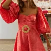 Clearance Sundress Emilia Jumpsuit Gingham Coral CoralGingham