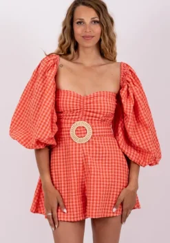 Clearance Sundress Emilia Jumpsuit Gingham Coral CoralGingham