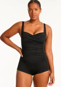 New Sea Level Essentials Boyleg Swimsuit Black
