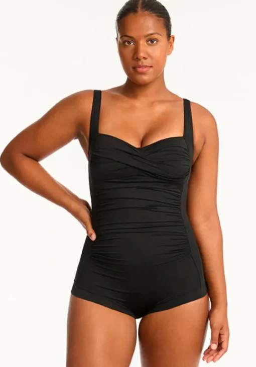 New Sea Level Essentials Boyleg Swimsuit Black
