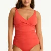 Hot Sea Level Essentials Cross Front Swimsuit Flame