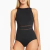 Hot Sea Level Essentials High Neck Swimsuit Black
