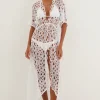 Discount Vix Swimwear Eyelet Arie Long Cover Up Off White