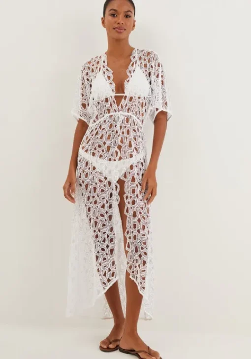 Discount Vix Swimwear Eyelet Arie Long Cover Up Off White
