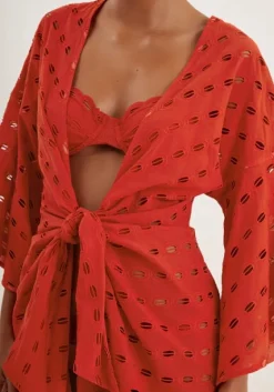 Online Vix Swimwear Eyelet Perola Short Cover Up Ruby