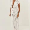 Online Vix Swimwear Eyelet Sasha Long Cover Up Off White