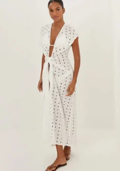 Online Vix Swimwear Eyelet Sasha Long Cover Up Off White