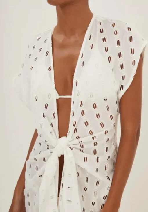 Online Vix Swimwear Eyelet Sasha Long Cover Up Off White