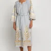 Outlet Greek Archaic Kori Feather Midi Dress Grey