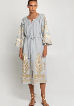 Outlet Greek Archaic Kori Feather Midi Dress Grey