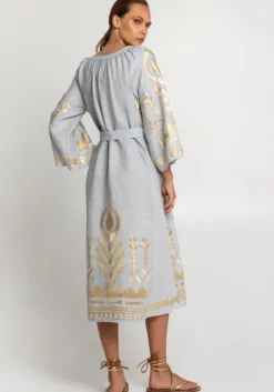 Outlet Greek Archaic Kori Feather Midi Dress Grey