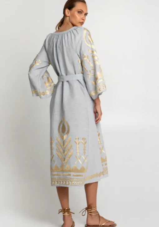 Outlet Greek Archaic Kori Feather Midi Dress Grey