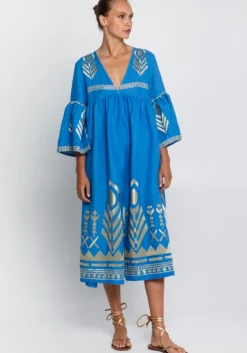 Outlet Greek Archaic Kori Feather Midi Kaftan