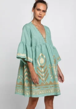 New Greek Archaic Kori Feather Short Kaftan