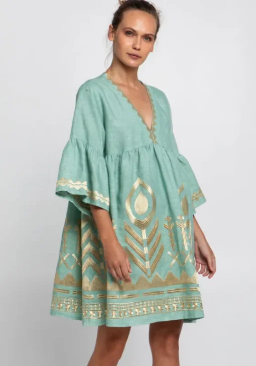 New Greek Archaic Kori Feather Short Kaftan
