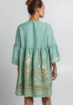 New Greek Archaic Kori Feather Short Kaftan