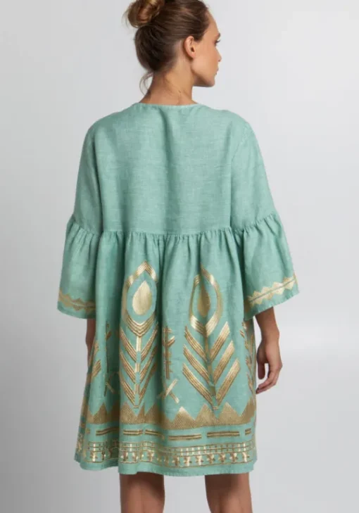 New Greek Archaic Kori Feather Short Kaftan