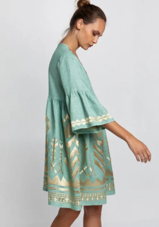 New Greek Archaic Kori Feather Short Kaftan