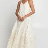 Discount Greek Archaic Kori Feather Strappy Maxi Dress