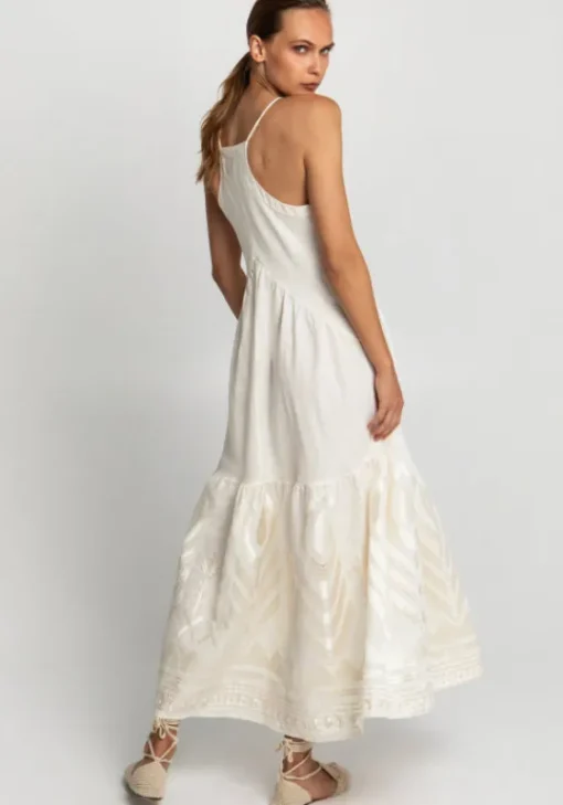 Discount Greek Archaic Kori Feather Strappy Maxi Dress