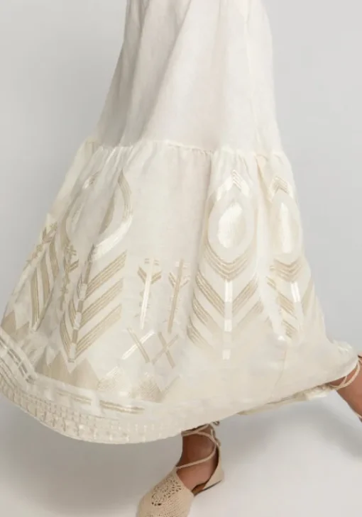 Discount Greek Archaic Kori Feather Strappy Maxi Dress