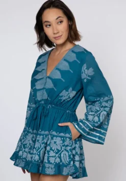 New Juliet Dunn Flare Sleeve Playsuit Dhaka Petrol
