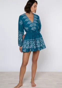 New Juliet Dunn Flare Sleeve Playsuit Dhaka Petrol