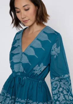 New Juliet Dunn Flare Sleeve Playsuit Dhaka Petrol