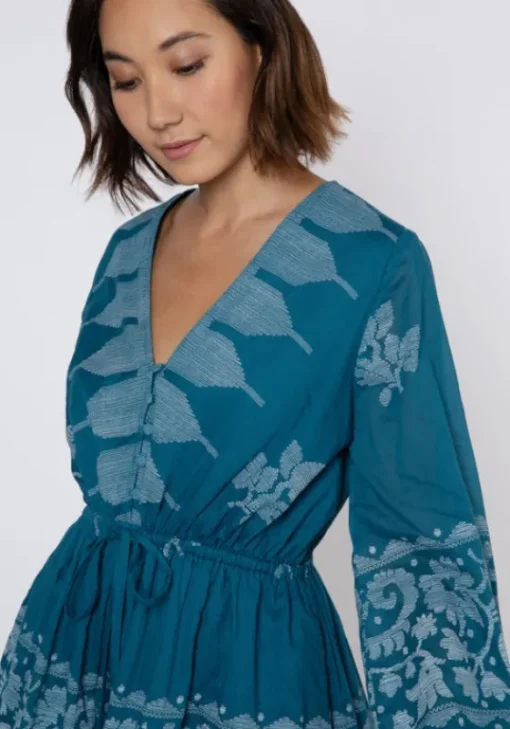 New Juliet Dunn Flare Sleeve Playsuit Dhaka Petrol