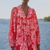 Sale Farm Rio Flora Tapestry Red Long Sleeve Mini Dress