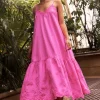 Clearance Juliet Dunn Floral V Neck Dress Fuchsia
