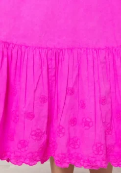 Clearance Juliet Dunn Floral V Neck Dress Fuchsia