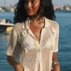 Fashion PQ Swim Flower Crochet Top Ivory