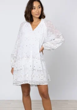 Outlet Juliet Dunn Frill Mosaic Mini Dress White