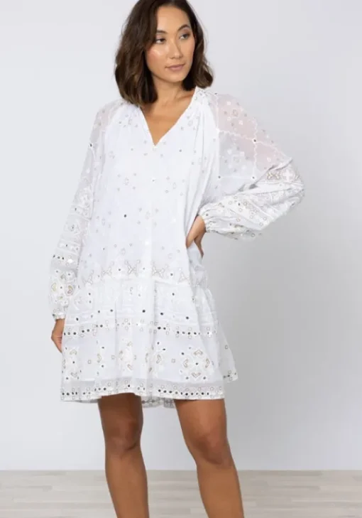 Outlet Juliet Dunn Frill Mosaic Mini Dress White