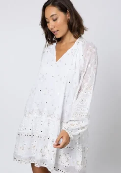Outlet Juliet Dunn Frill Mosaic Mini Dress White