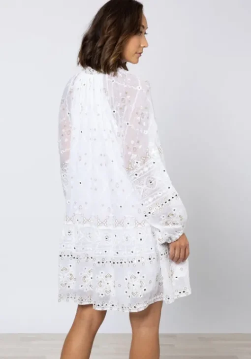 Outlet Juliet Dunn Frill Mosaic Mini Dress White