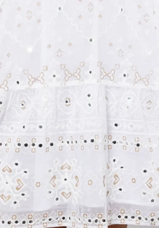 Outlet Juliet Dunn Frill Mosaic Mini Dress White