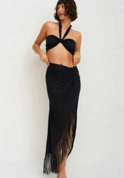 Sale Pitusa Fringe Sarong Black