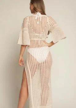Clearance Naia Beach Grenada Crochet Dress Champagne