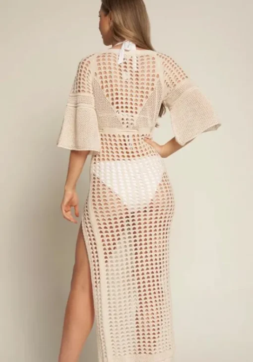Clearance Naia Beach Grenada Crochet Dress Champagne