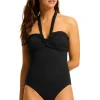 Hot Seafolly Halter Bandeau Swimsuit Black