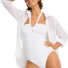 Hot Seafolly Halter Bandeau Swimsuit White