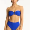 Outlet Sea Level Honeycomb Bandeau Bikini Blue