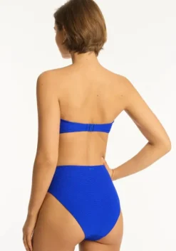 Outlet Sea Level Honeycomb Bandeau Bikini Blue