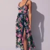 Outlet Charo Ruiz Iraso Long Dress Black Botanical